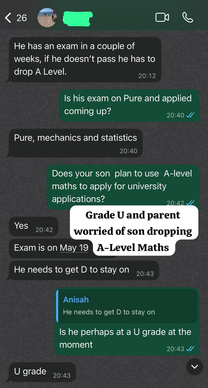 Anisah Before - Grade U worried about dropping A-Level